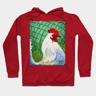 The Portrait of a White Rooster Hoodie